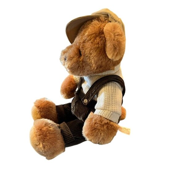 Dan Dee Collectible Bear Green Corduroy Jumpsuit with Tan Hat & Sweater - Picture 2 of 8